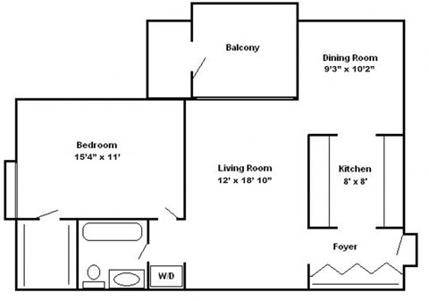 a floor plan of a house with a bedroom and a living room